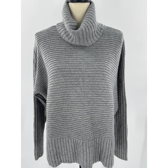 Autumn Cashmere Gray Cowl Neck Sweater Pullover Wool Knit Rib Turtleneck Small - Picture 1 of 10